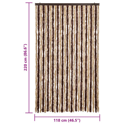 Insektsdraperi beige och ljusbrun 118x220 cm chenille