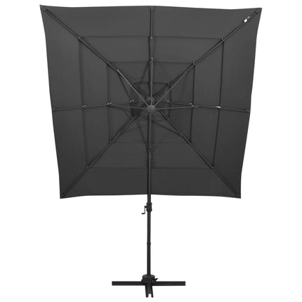 Trädgårdsparasoll 4-nivåer aluminiumstång antracit 250x250 cm