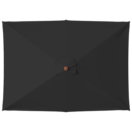 Trädgårdsparasoll med trästång svart 150x200 cm