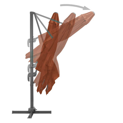 Fribärande trädgårdsparasoll med aluminiumstång terrakotta 400x300 cm
