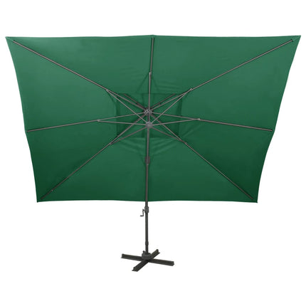Frihängande trädgårdsparasoll med ventilation grön 400x300 cm