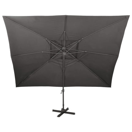 Fribärande trädgårdsparasoll med dubbelt lock antracit 400x300 cm