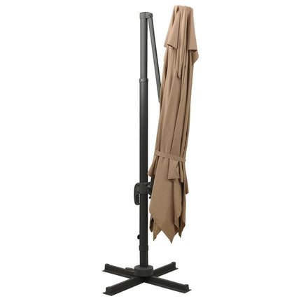 Fribärande trädgårdsparasoll med dubbel topp 300x300 cm taupe