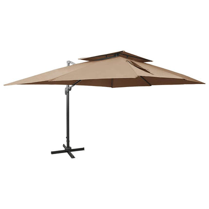 Frihängande trädgårdsparasoll med ventilation taupe 400x300 cm