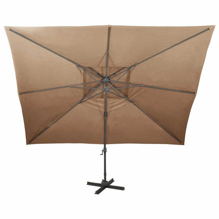 Frihängande trädgårdsparasoll med ventilation taupe 400x300 cm