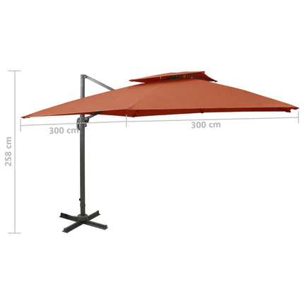 Frihängande trädgårdsparasoll med ventilation 300x300 cm