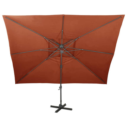 Fribärande trädgårdsparasoll med dubbel topp terrakotta 400x300 cm