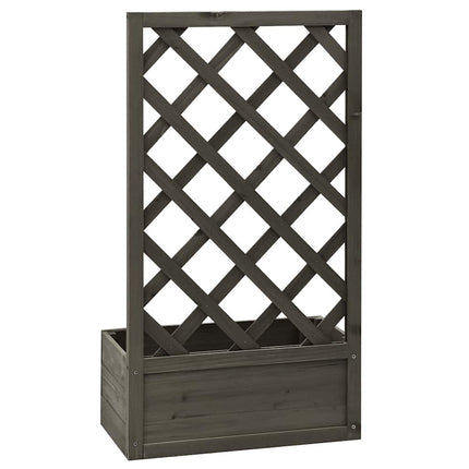 Odlingslåda med spaljé grå 50x25x90 cm massivt granträ