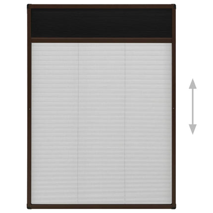 Plisserat insektsnät för fönster brun 80x120 cm aluminium