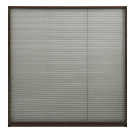 Plisserat insektsnät för fönster brun 120x120 cm aluminium