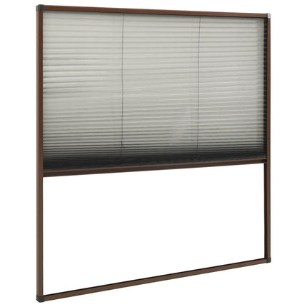 Plisserat insektsnät för fönster brun 120x120 cm aluminium