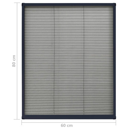 Plisserat insektsnät för fönster aluminium antracit 60x80cm