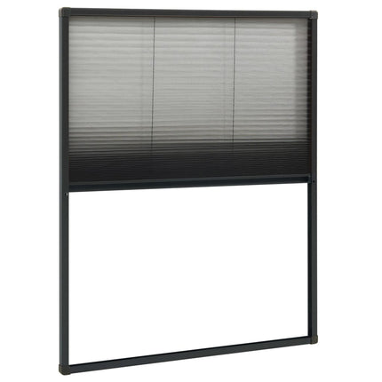 Plisserat insektsnät för fönster antracit 80x100 cm aluminium