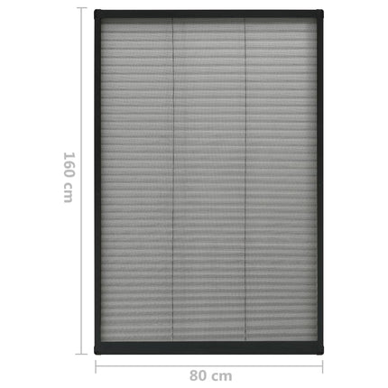 Plisserat insektsnät för fönster aluminium antracit 80x160 cm