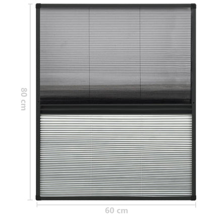 Plisserat insektsnät med jalusi för fönster 60x80 cm aluminium