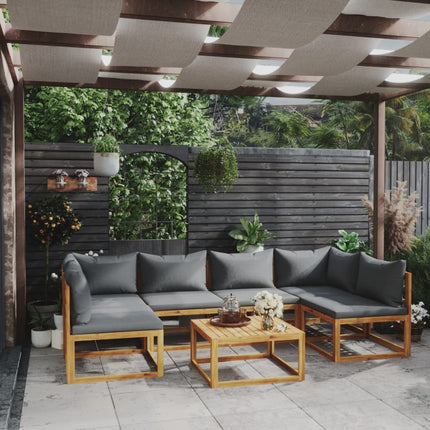 Loungegrupp för trädgården med dynor 7 delar massivt akaciaträ