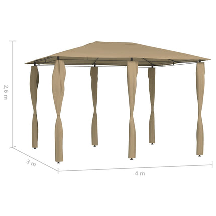 Paviljong med stolpar 3x4x2,6 m taupe 160 g/m²