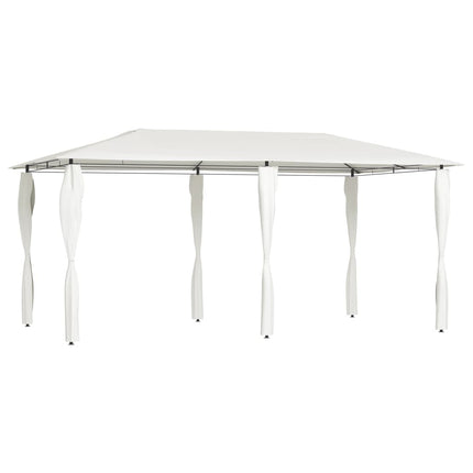 Paviljong med stolpar 2,98x5,3x2,59 m gräddvit 160 g/m²