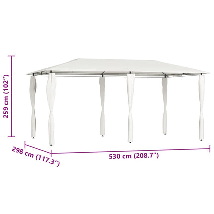 Paviljong med stolpar 2,98x5,3x2,59 m gräddvit 160 g/m²