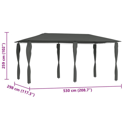 Paviljong med stolpar 2,98x5,3x2,59 m antracit 160 g/m²