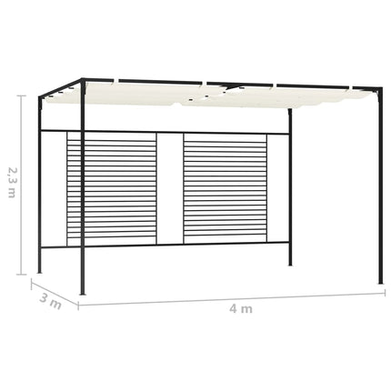 Paviljong med infällbart tak 3x4x2,3 m gräddvit 180 g/m²