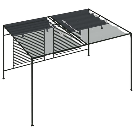 Paviljong med infällbart tak 4x3x2,3 m antracit 180 g/m²