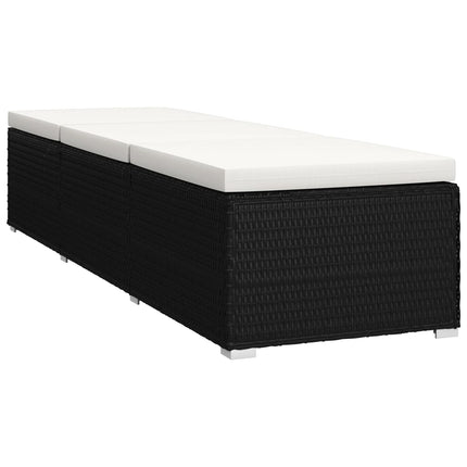Solsängar och sidobord 3 delar konstrotting svart