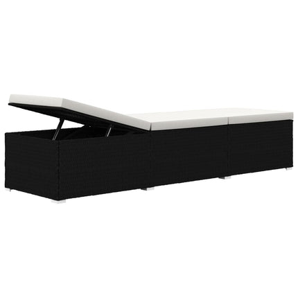 Solsängar och sidobord 3 delar konstrotting svart