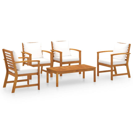 Loungegrupp med dynor 5 delar massivt akaciaträ
