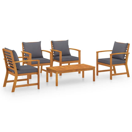 Loungegrupp med dynor 5 delar massivt akaciaträ