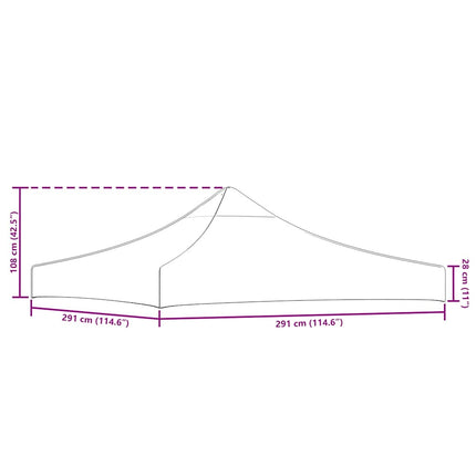 Tak till partytält 3x3 m vinröd 270 g/m²