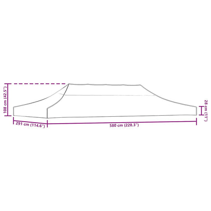 Tak till partytält 6x3 m brun 270 g/m²