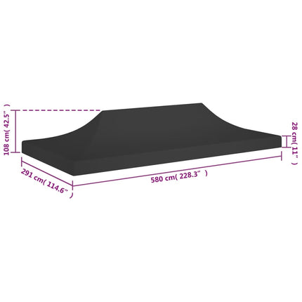 Tak till partytält 6x3 m svart 270 g/m²