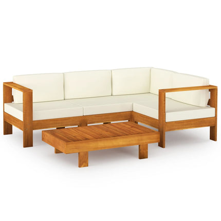 5-delad trädgårdsloungegrupp med kuddar 100x60 cm akaciaträ
