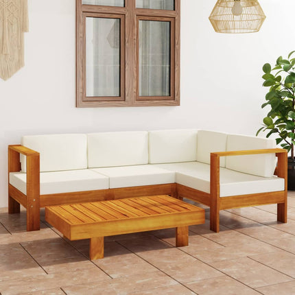 5-delad trädgårdsloungegrupp med kuddar 100x60 cm akaciaträ