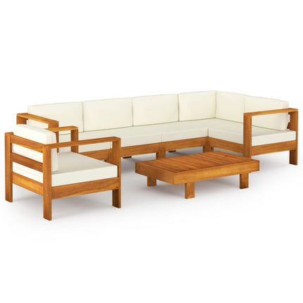 7-delad trädgårdsloungegrupp med kuddar 100x60 cm akaciaträ