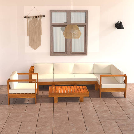 7-delad trädgårdsloungegrupp med kuddar 100x60 cm akaciaträ