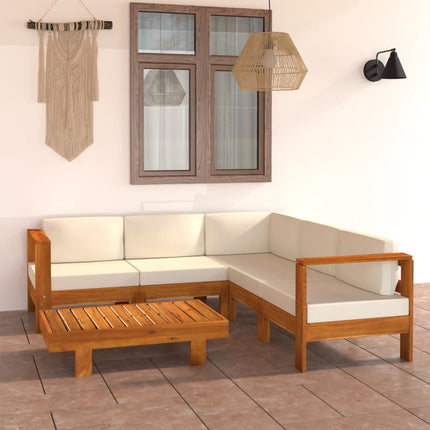 6-delad trädgårdsloungegrupp med kuddar 100x60 cm akaciaträ