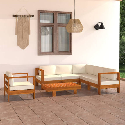 7-delad trädgårdsloungegrupp med kuddar 100x60 cm akaciaträ