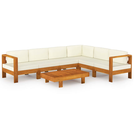 7-delad trädgårdsloungegrupp med kuddar 100x60 cm akaciaträ