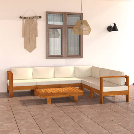 7-delad trädgårdsloungegrupp med kuddar 100x60 cm akaciaträ