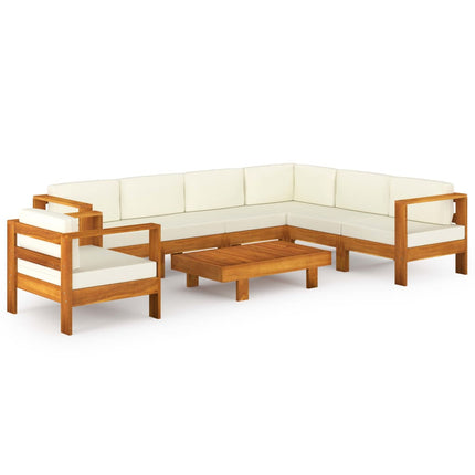 8-delad trädgårdsloungegrupp med kuddar 100x60 cm akaciaträ