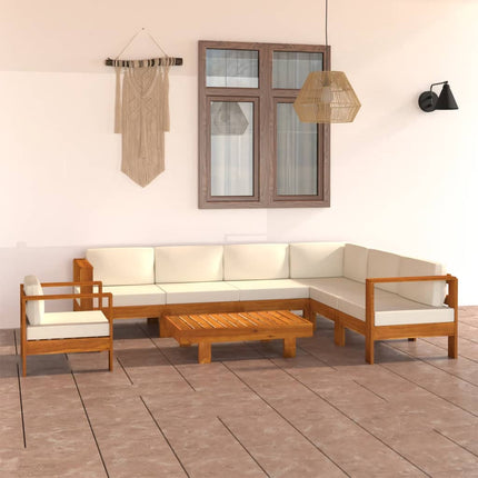 8-delad trädgårdsloungegrupp med kuddar 100x60 cm akaciaträ
