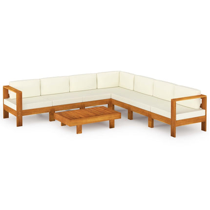 8-delad trädgårdsloungegrupp med kuddar 100x60 cm akaciaträ