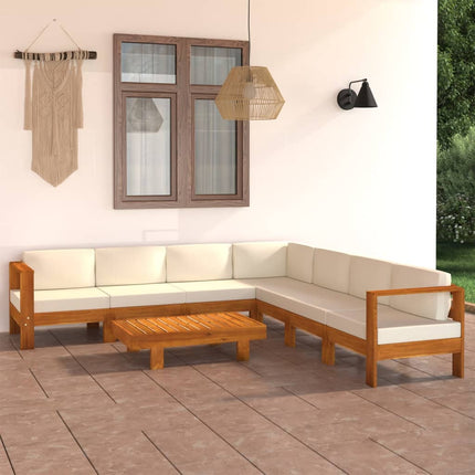8-delad trädgårdsloungegrupp med kuddar 100x60 cm akaciaträ