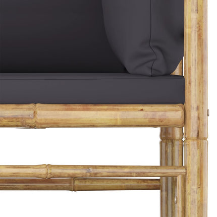 Loungegrupp för trädgården med mörkgrå dynor 6 delar bambu