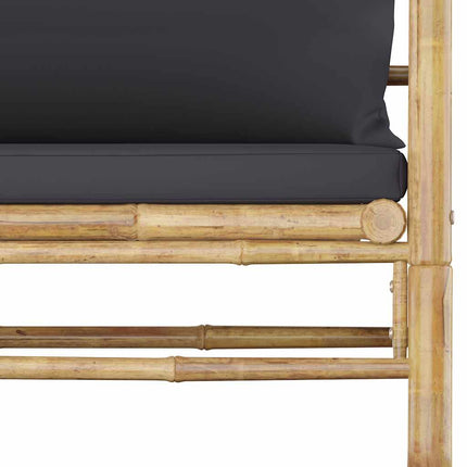 Loungegrupp för trädgården med mörkgrå dynor 7 delar bambu
