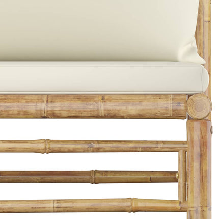 Loungegrupp för trädgården med gräddvita dynor 4 delar bambu