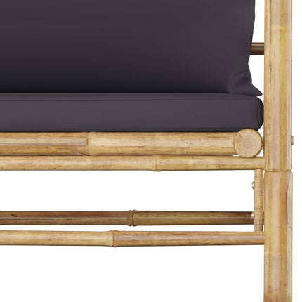 Loungegrupp för trädgården med mörkgrå dynor 5 delar bambu