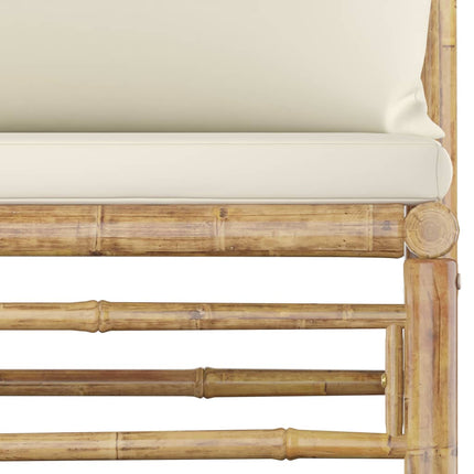 Loungegrupp för trädgården med gräddvita dynor 7 delar bambu